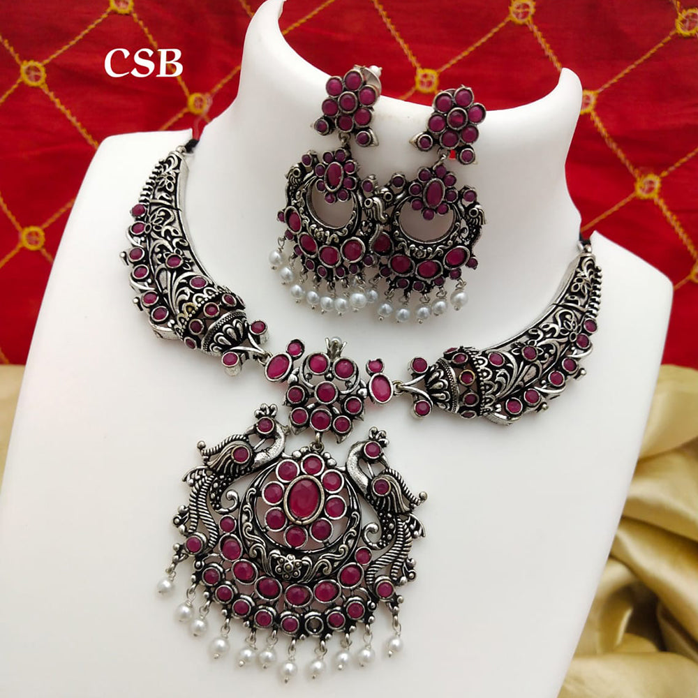 FS Collection Oxidised Plated Necklace Set