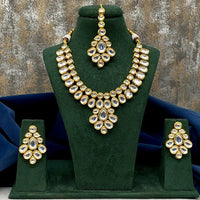 FS Collection Gold Plated Kundan Stone Necklace Set