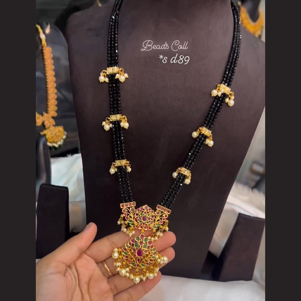 FS Collection Gold Plated AD Stone Long Necklace Set