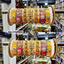 FS Collection Gold Plated Kundan Acrylic Bangles Set