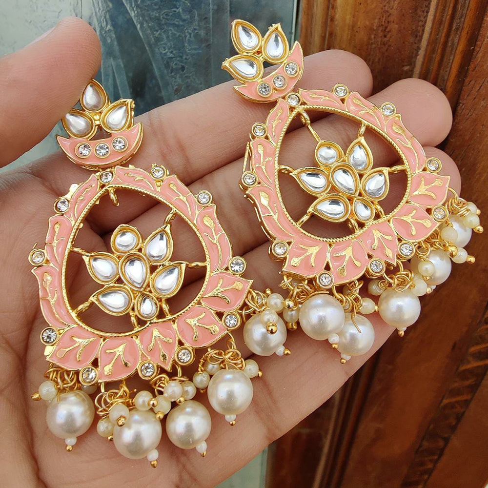 FS Collection Gold Plated Meenakari Dangler Earrings