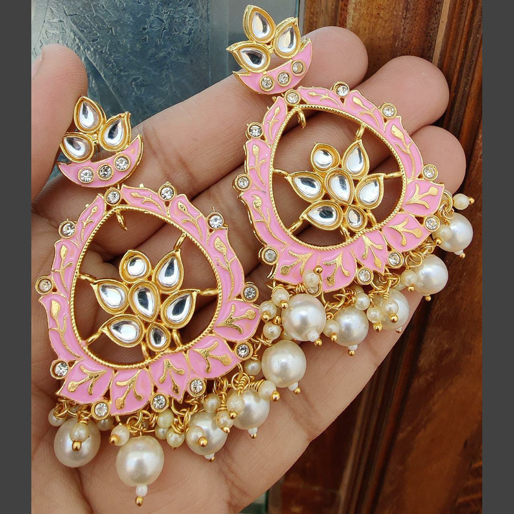 FS Collection Gold Plated Meenakari Dangler Earrings