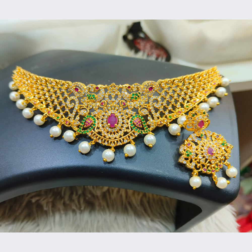 FS Collection Ad Stone Gold Plated Necklace Set