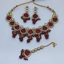 FS Collection Gold Plated Kundan Necklace Set