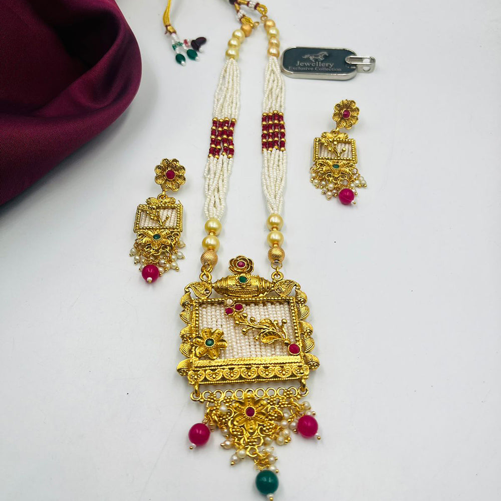 FS Collection Gold Plated Long Necklace Set