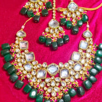 FS Collection Gold Plated Kundan Necklace Set