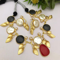 FS Collection Gold Plated Matte Finish Stylish Necklace Set