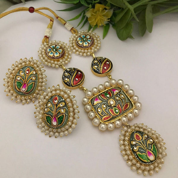 FS Collection Gold Plated Meenakari Necklace Set