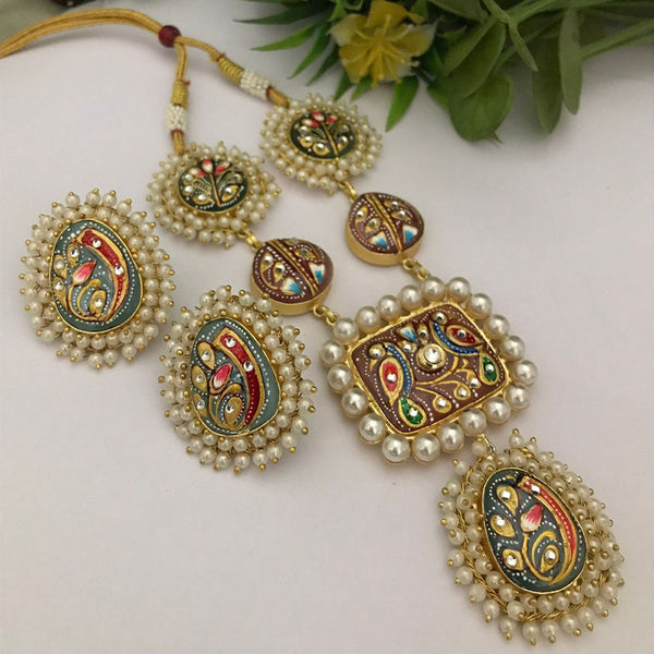 FS Collection Gold Plated Meenakari Necklace Set