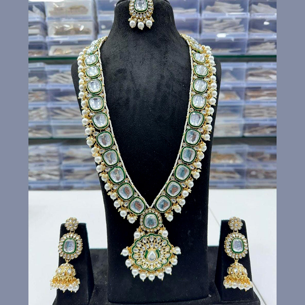 FS Collection Gold Plated Kundan Long Necklace Set