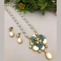 FS Collection Gold Plated Pearl Long Necklace Set