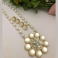 FS Collection Gold Plated Pearl Long Necklace Set