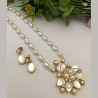 FS Collection Gold Plated Pearl Long Necklace Set