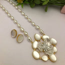 FS Collection Gold Plated Pearl Long Necklace Set