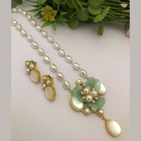 FS Collection Gold Plated Pearl Long Necklace Set