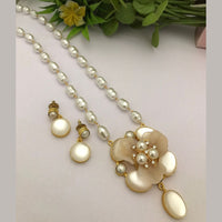 FS Collection Gold Plated Pearl Long Necklace Set