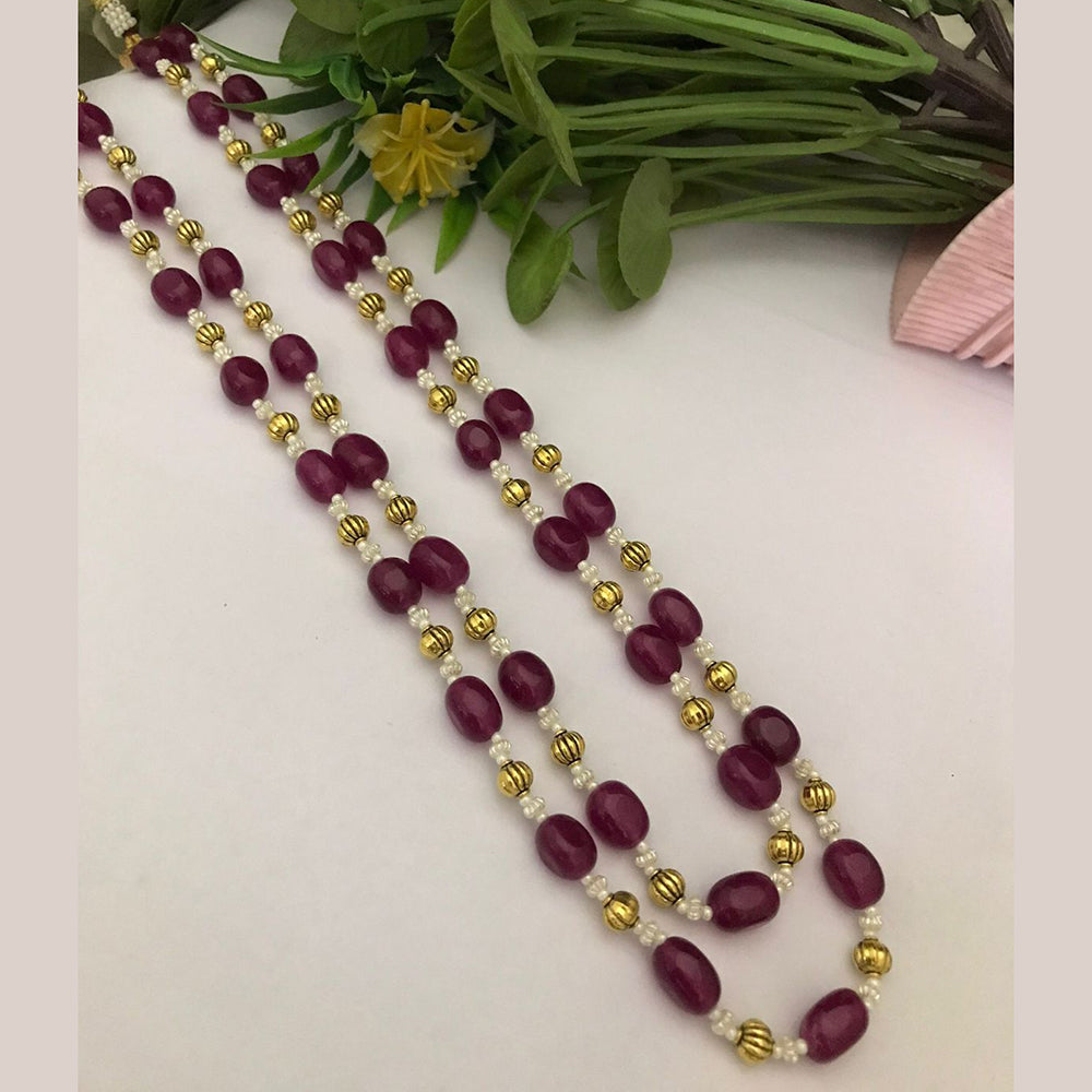FS Collection Gold Plated Beads Long Necklace