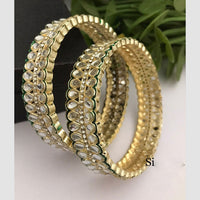 FS Collection Gold Plated Kundan Bangles Set