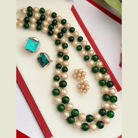 FS Collection Gold Plated Pearl Long Necklace Set