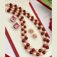 FS Collection Gold Plated Pearl Long Necklace Set