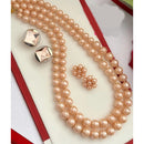 FS Collection Gold Plated Pearl Long Necklace Set