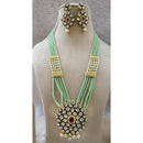 FS Collection Gold Plated Kundan And Pearl Long Necklace Set