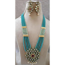 FS Collection Gold Plated Kundan And Pearl Long Necklace Set