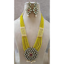 FS Collection Gold Plated Kundan And Pearl Long Necklace Set
