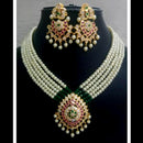 FS Collection Gold Plated Pota  And Pearl Long Necklace Set