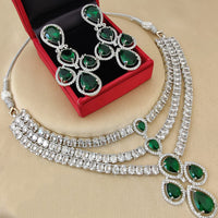 FS Collection Silver Plated AD Necklace Set