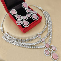 FS Collection Silver Plated AD Necklace Set