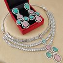FS Collection Silver Plated AD Necklace Set