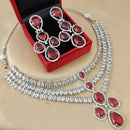 FS Collection Silver Plated AD Necklace Set