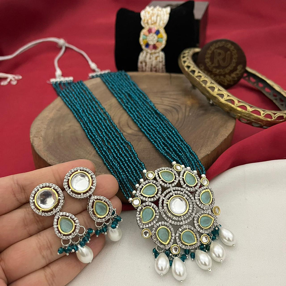 FS Collection Gold Plated Pearl Long Necklace Set