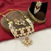 FS Collection Gold Plated Pearl Choker Necklace Set