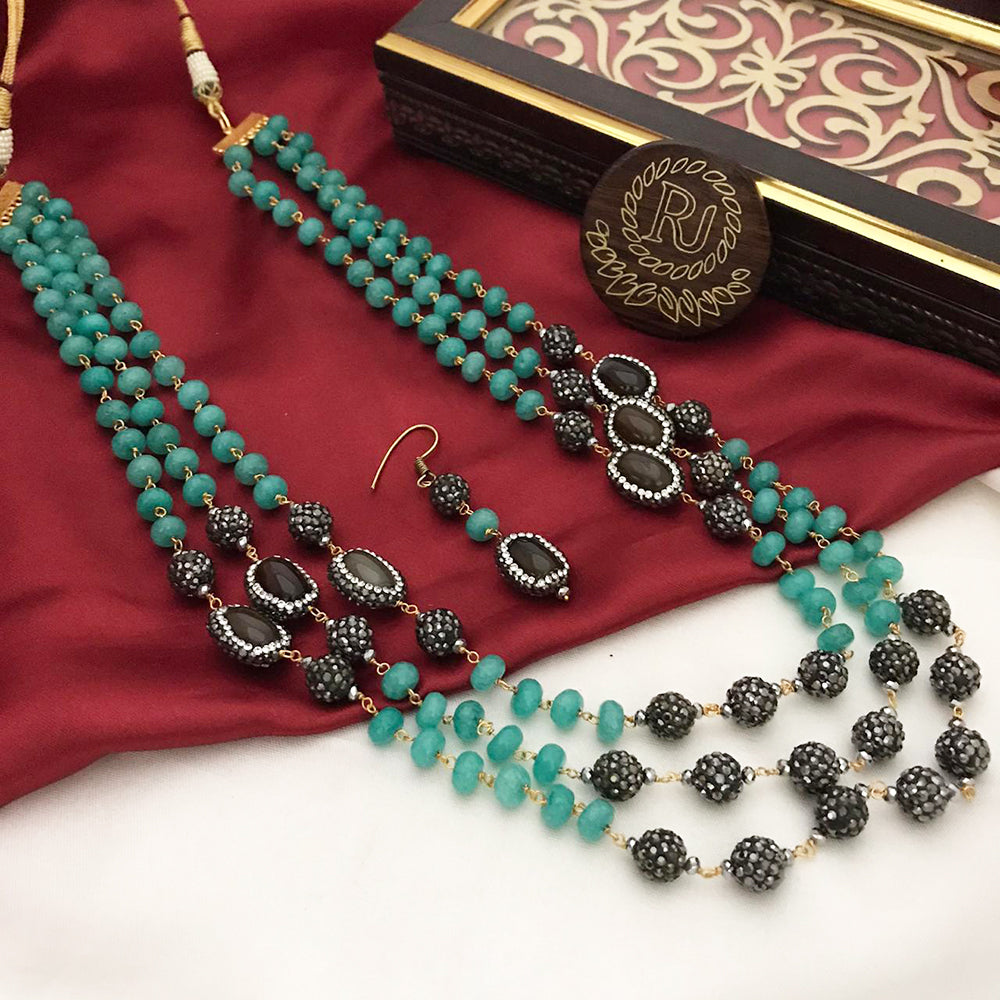 FS Collection Gold Plated Beads Long Necklace Set