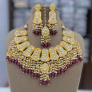 FS Collection Gold Plated Kundan Pearl And Beads Necklace Set