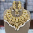 FS Collection Gold Plated Kundan Pearl And Beads Necklace Set