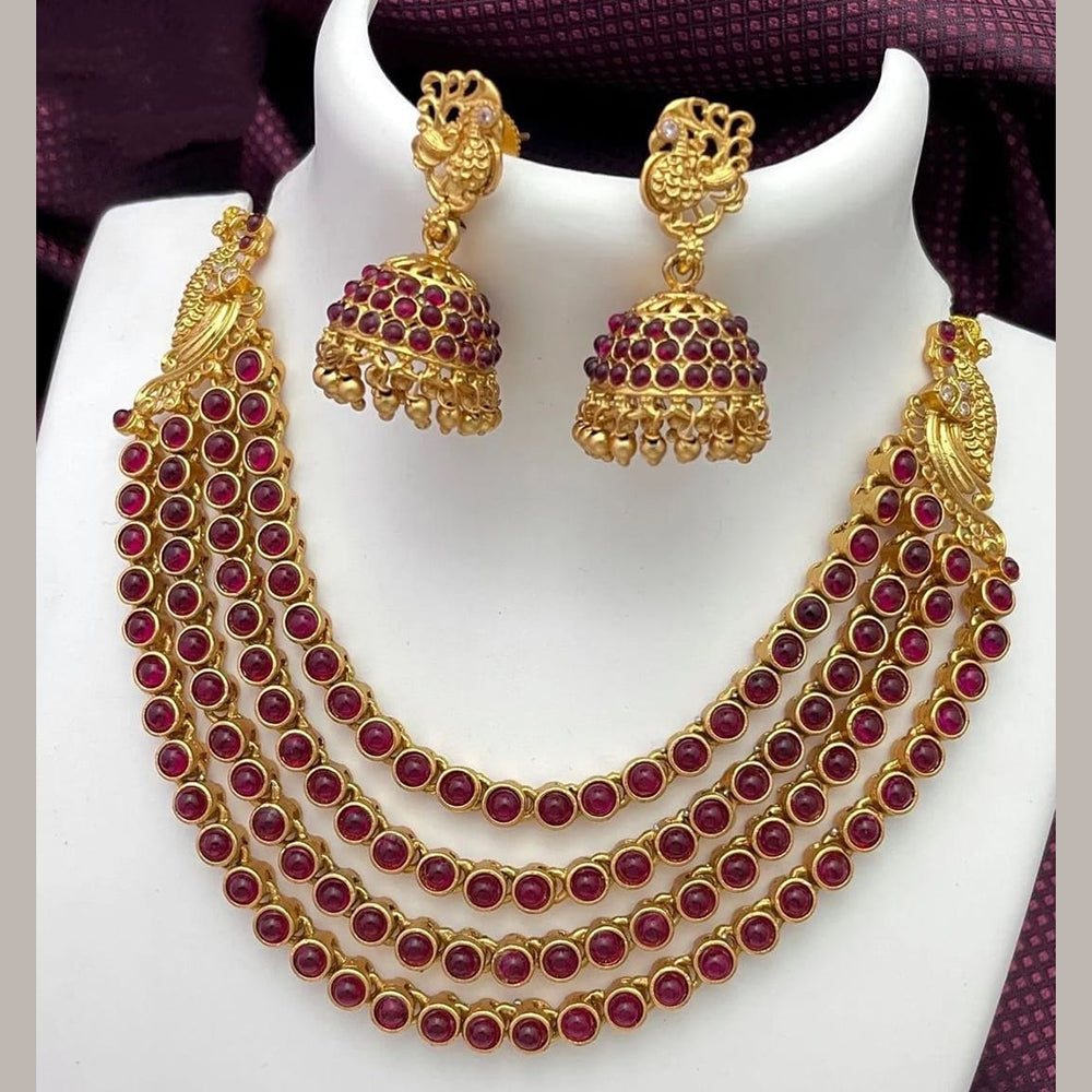 FS Collection Gold Plated Pota Stone Necklace Set