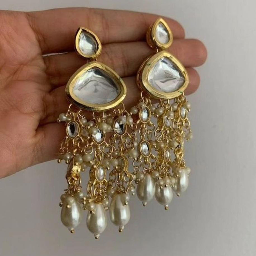 FS Collection Gold Plated Kundan And Pearl Necklace Set