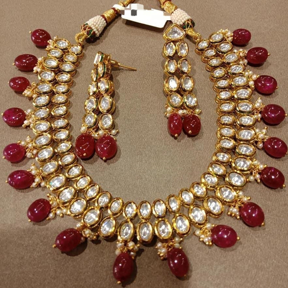 FS Collection Gold Plated Kundan Necklace Set