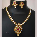 FS Collection Gold Plated Kundan Necklace Set