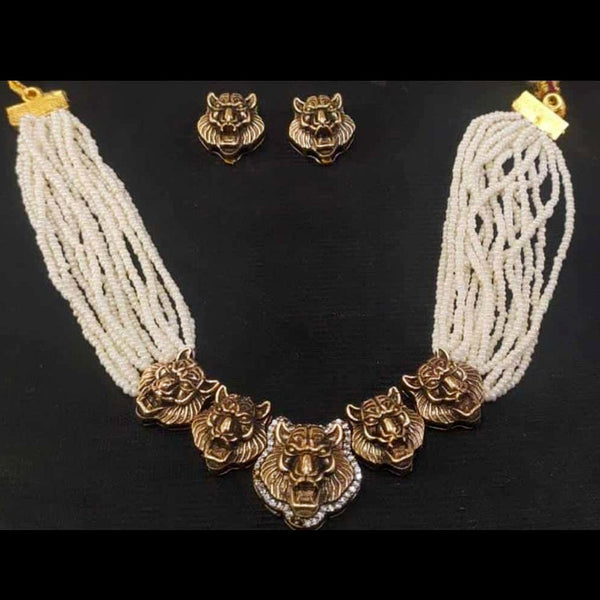 FS Collection Gold Plated Pearl Choker Necklace Set