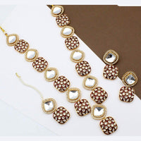 FS Collection Gold Plated Kundan Necklace Set