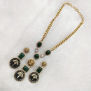 FS Collection Gold Plated Meenakari And Monalisa Stone Necklace Set