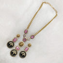 FS Collection Gold Plated Meenakari And Monalisa Stone Necklace Set
