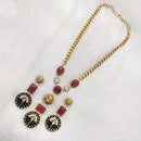 FS Collection Gold Plated Meenakari And Monalisa Stone Necklace Set
