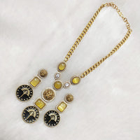 FS Collection Gold Plated Meenakari And Monalisa Stone Necklace Set