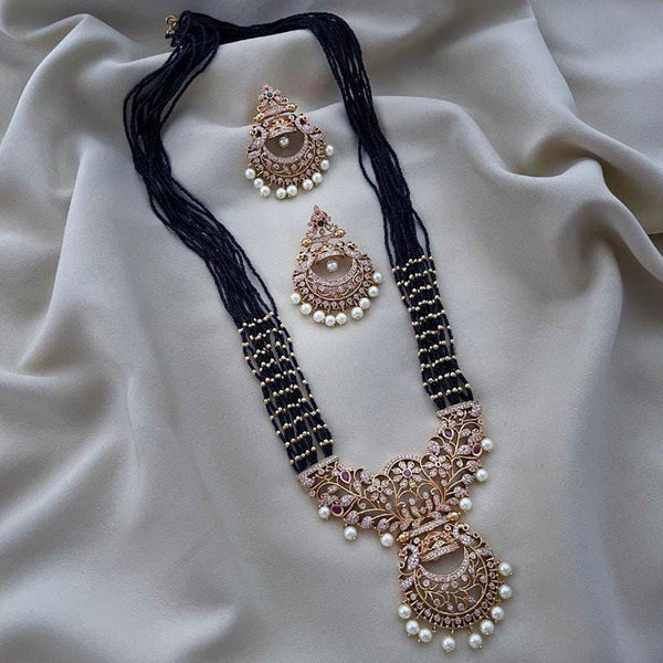 FS Collection Gold Plated AD And Pearl Necklace Set