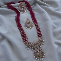 FS Collection Gold Plated AD And Pearl Necklace Set